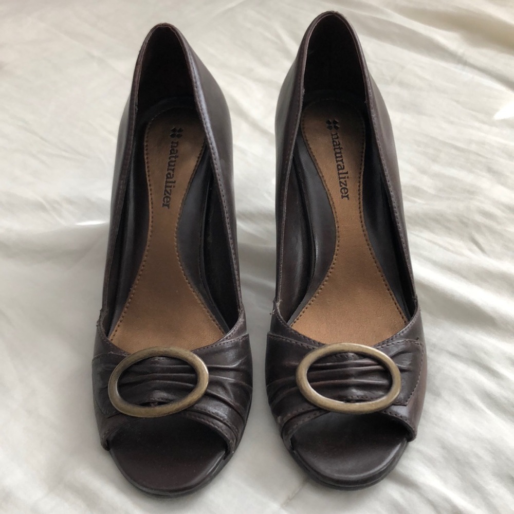 Brown Naturalizer Peep-Toe Heels